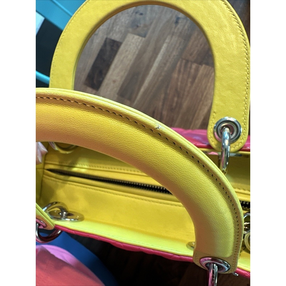 Christian Dior Lady Dior Cannage 2way Handbag Pink Tricolor. Leather Large Bag - Picture 8 of 16